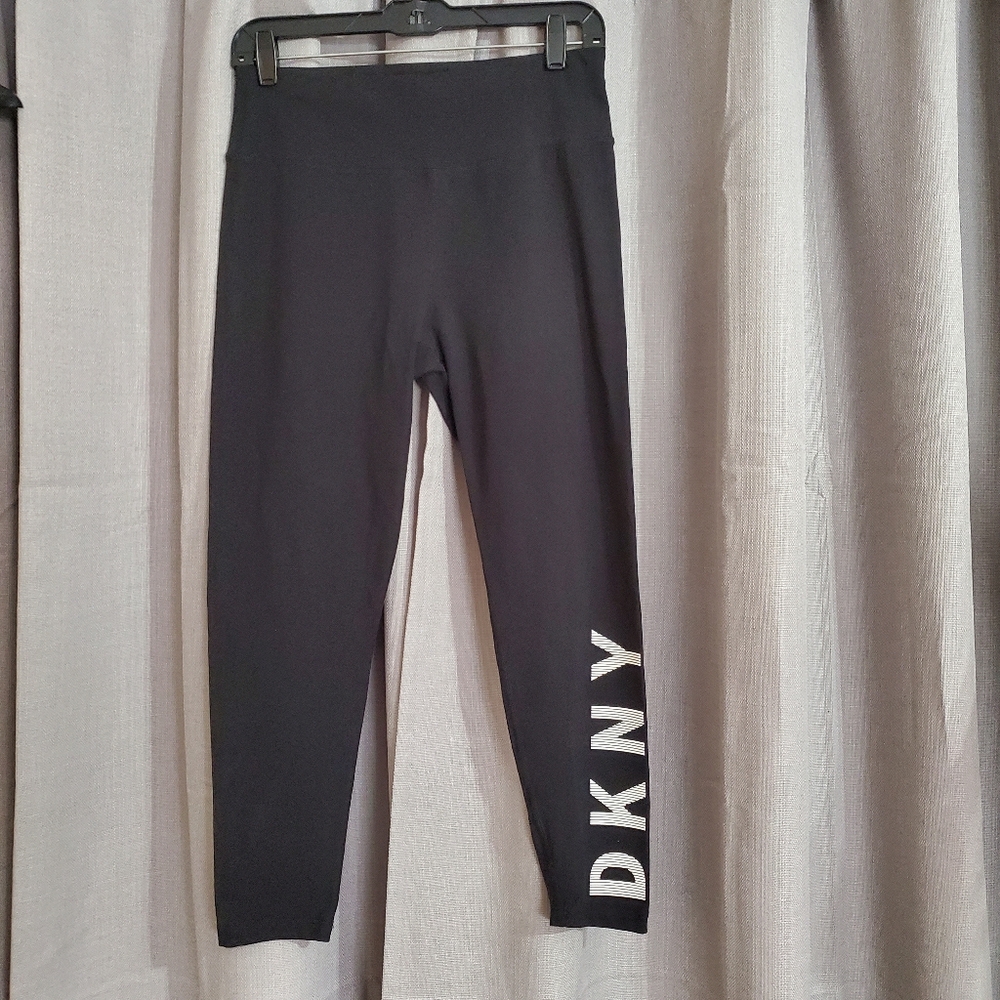 DKNY Sport Womens Black Logo Leggings Size Medium